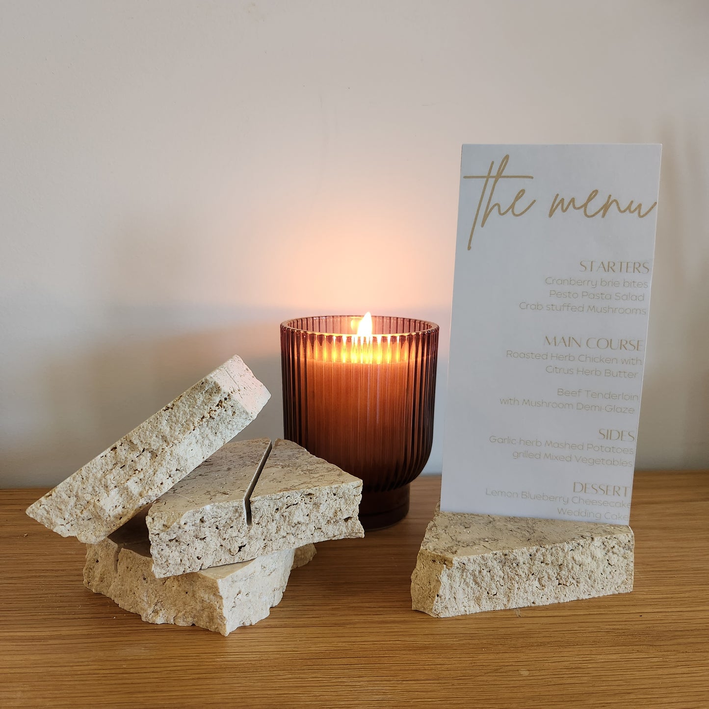 Stone Menu Holder - Classic Travertine