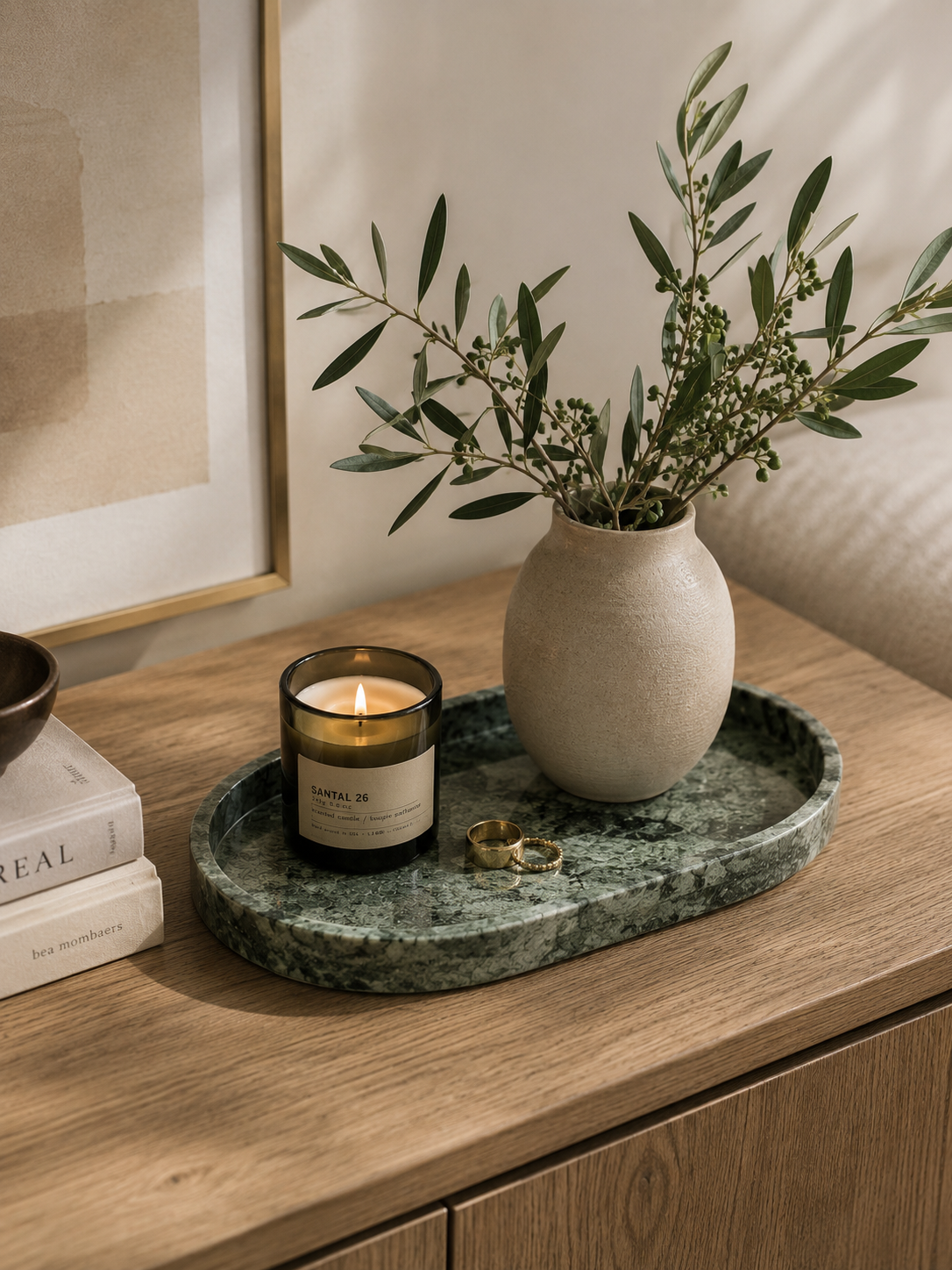 Jade Green Marble Decorative Tray – Natural Stone Oval Tray (250×125×30mm)