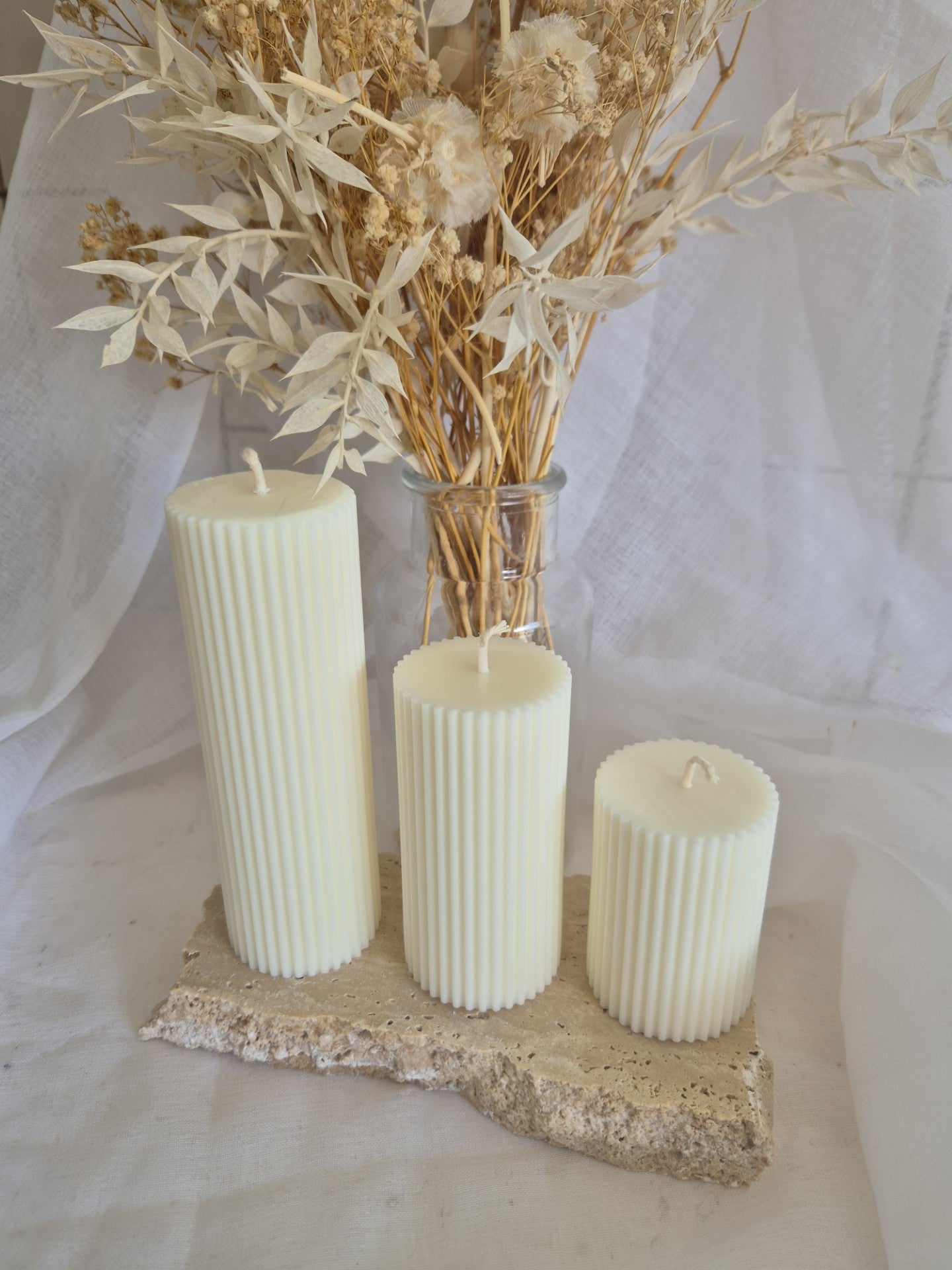 wedding pillar candle trio