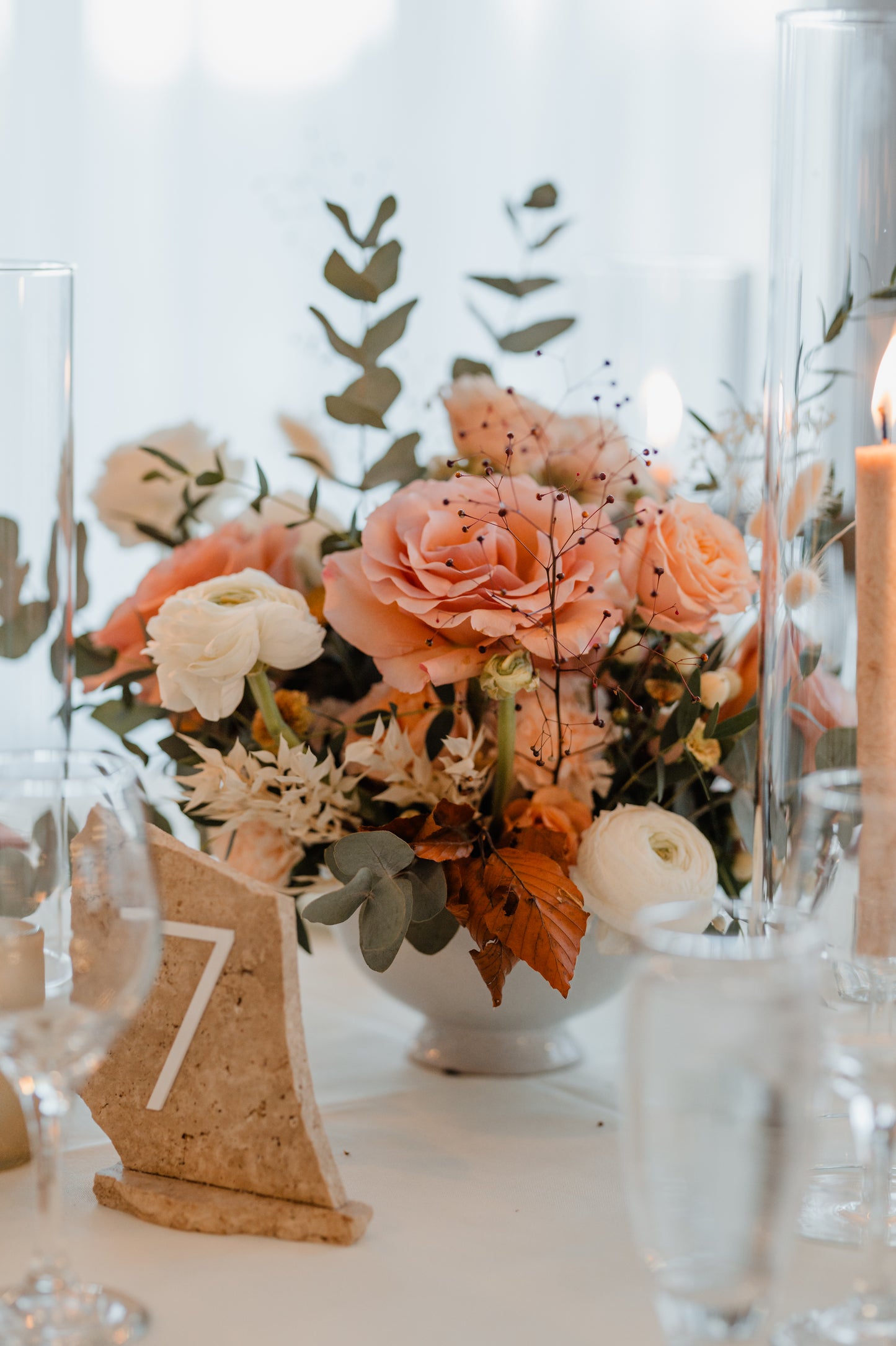 Classic Travertine Stone Table Numbers - Numerical