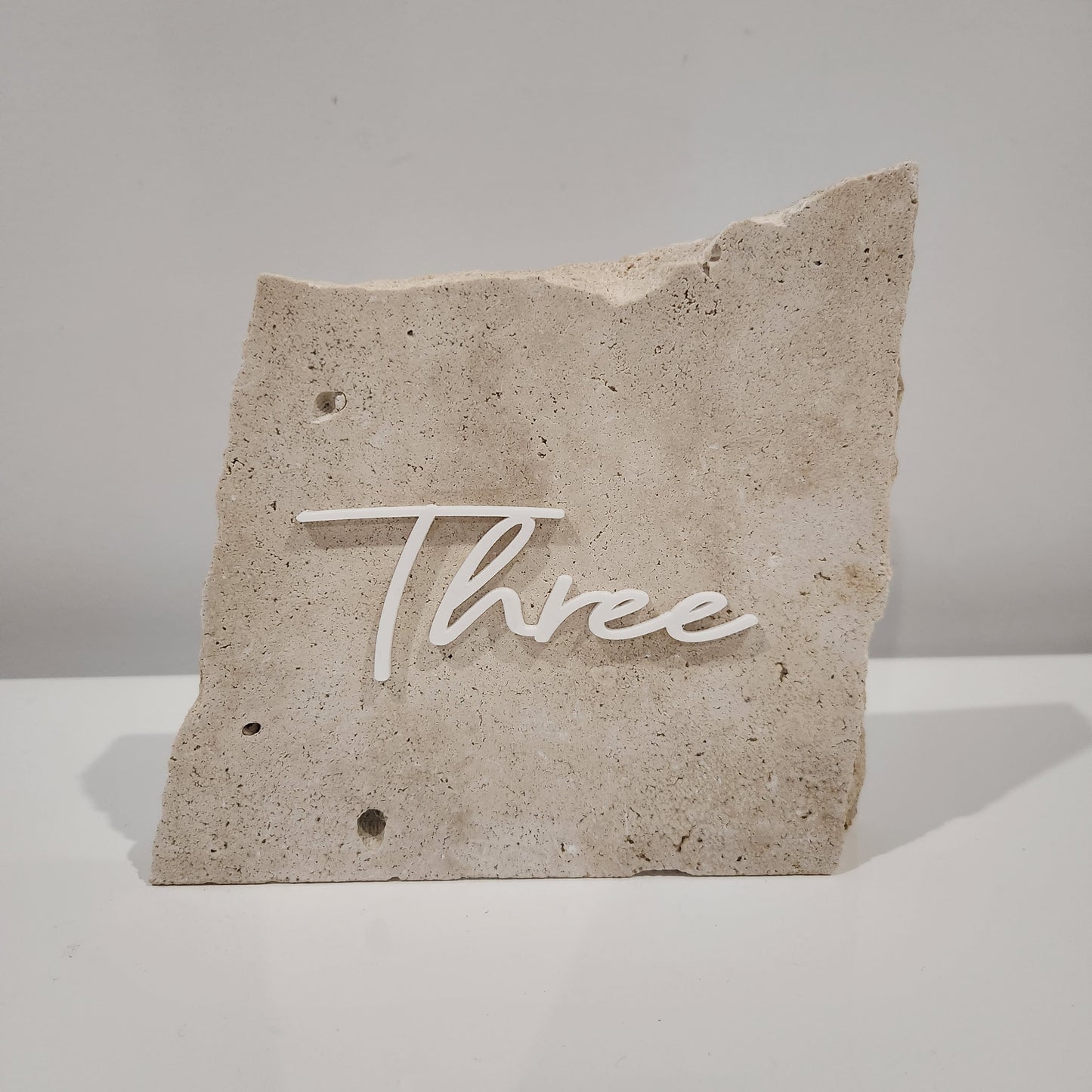 Classic Travertine Stone Table Number - Three