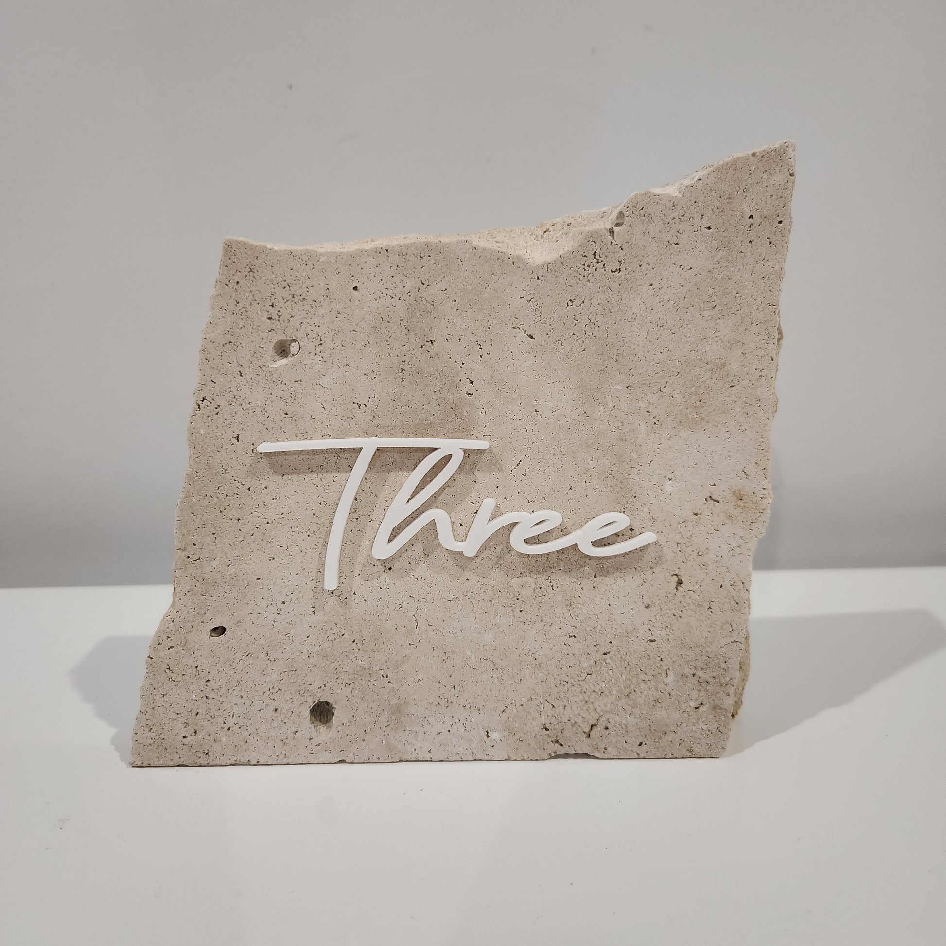 Classic Travertine Stone Table Number - Three