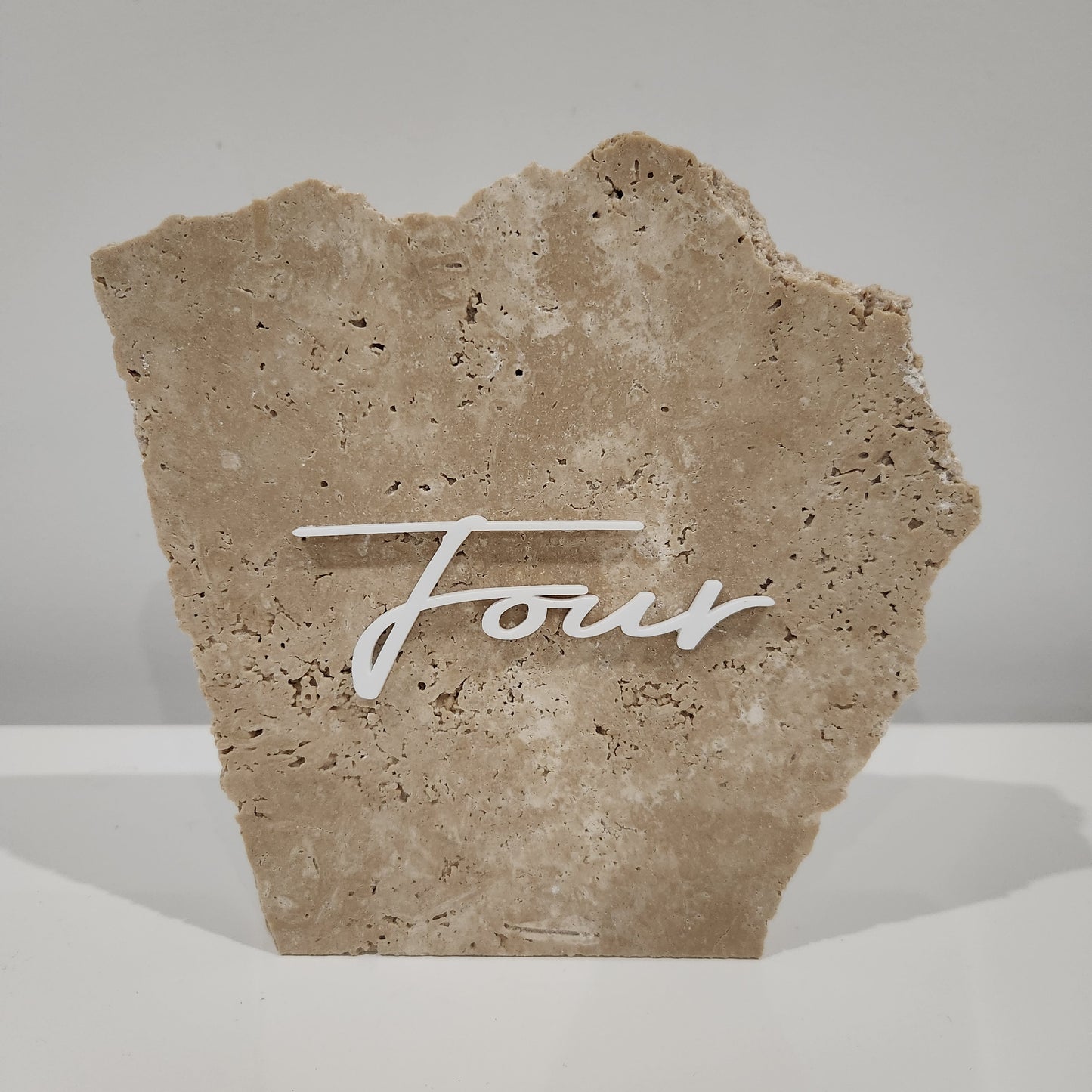 Classic Travertine Stone Table Number - Four