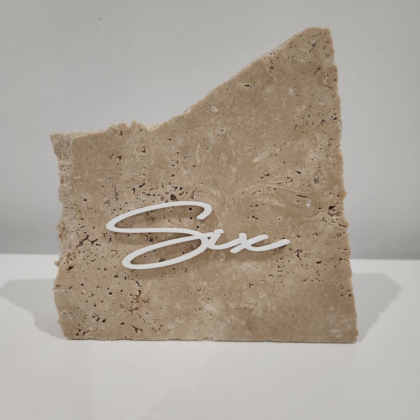 Classic Travertine Stone Table Number - Six