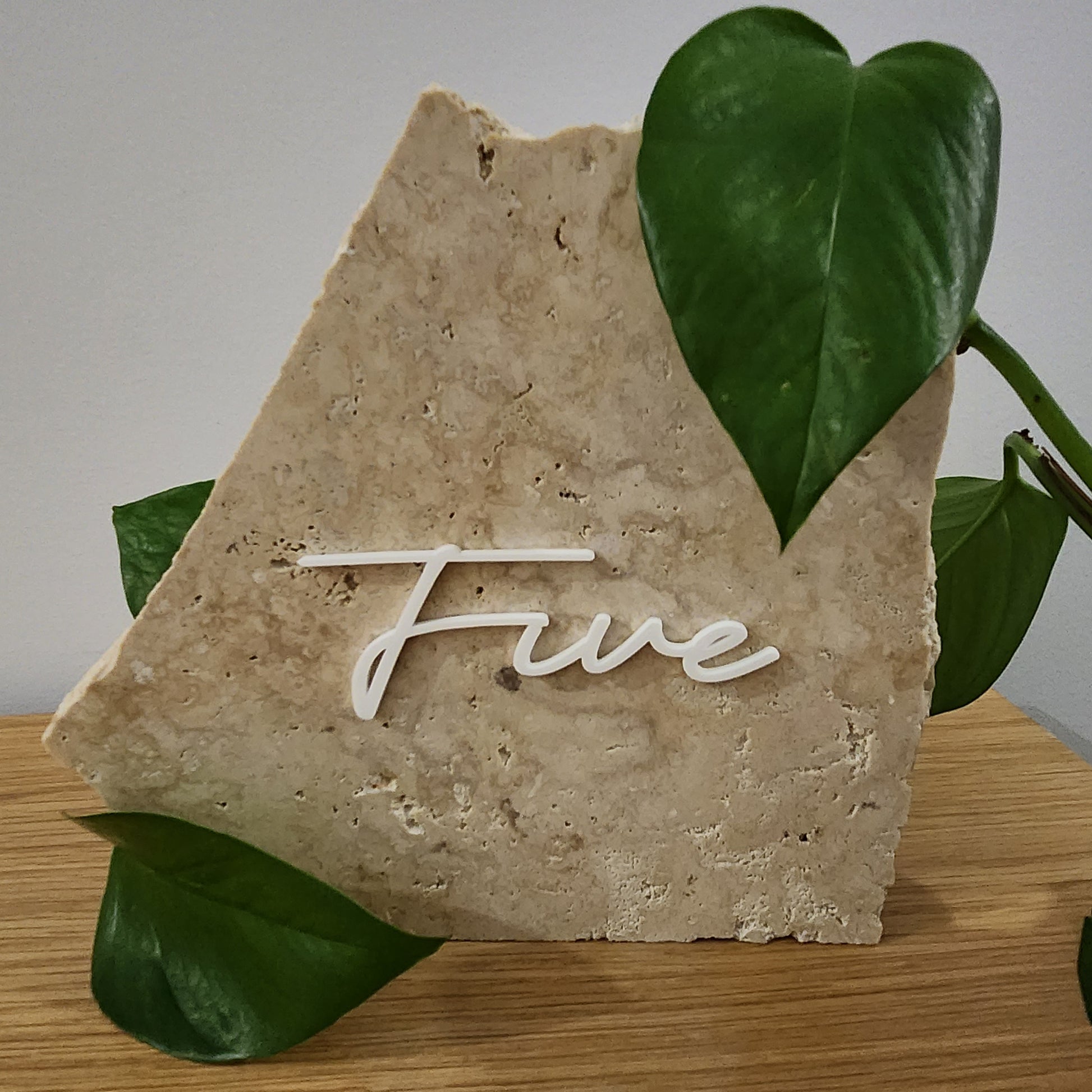 Classic Travertine Stone Table Number - Five