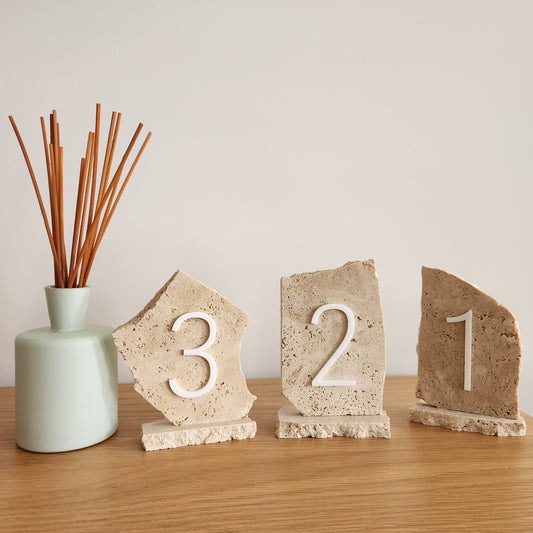 Classic Travertine Stone Table Numbers - Numerical