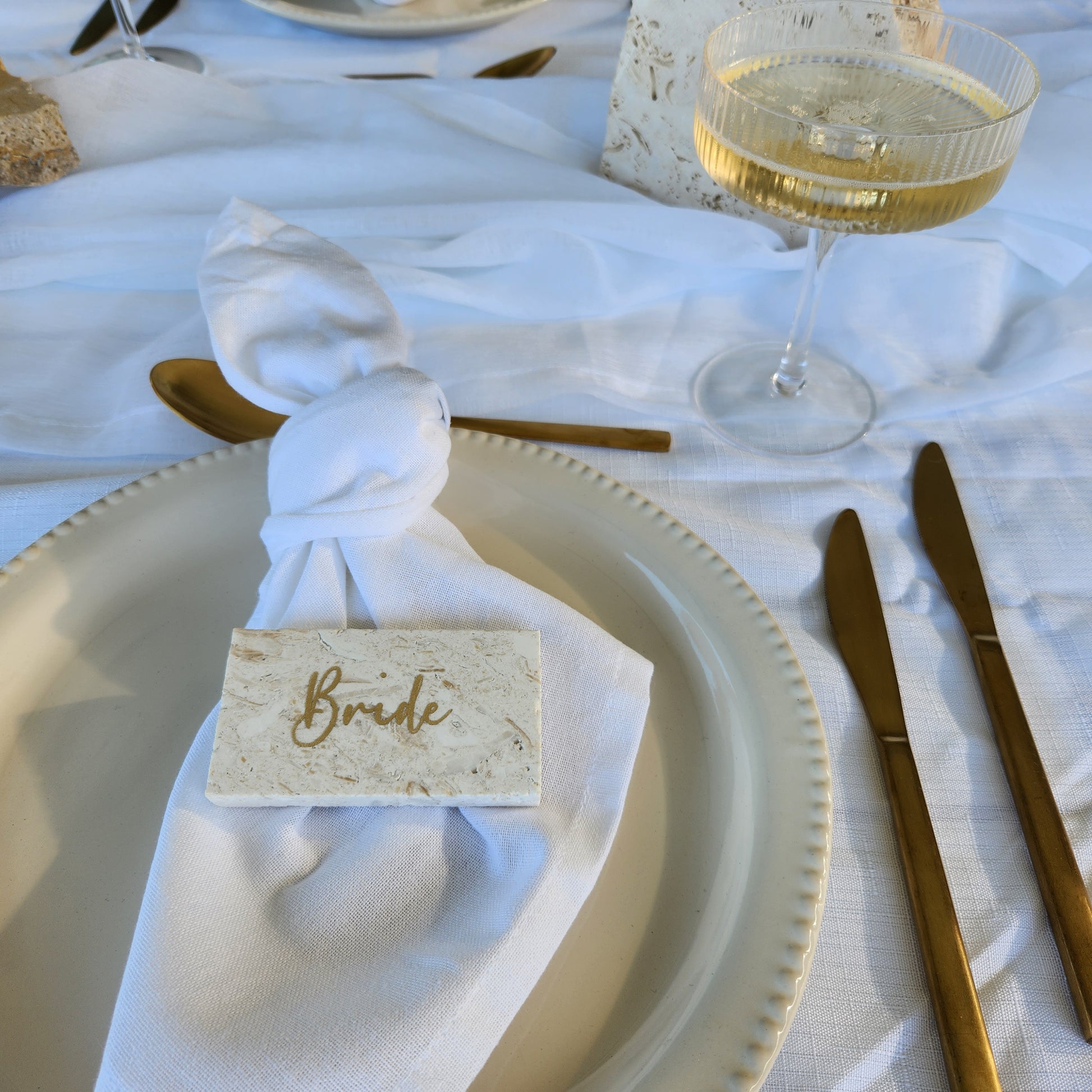 Limestone Place Card with Gold font