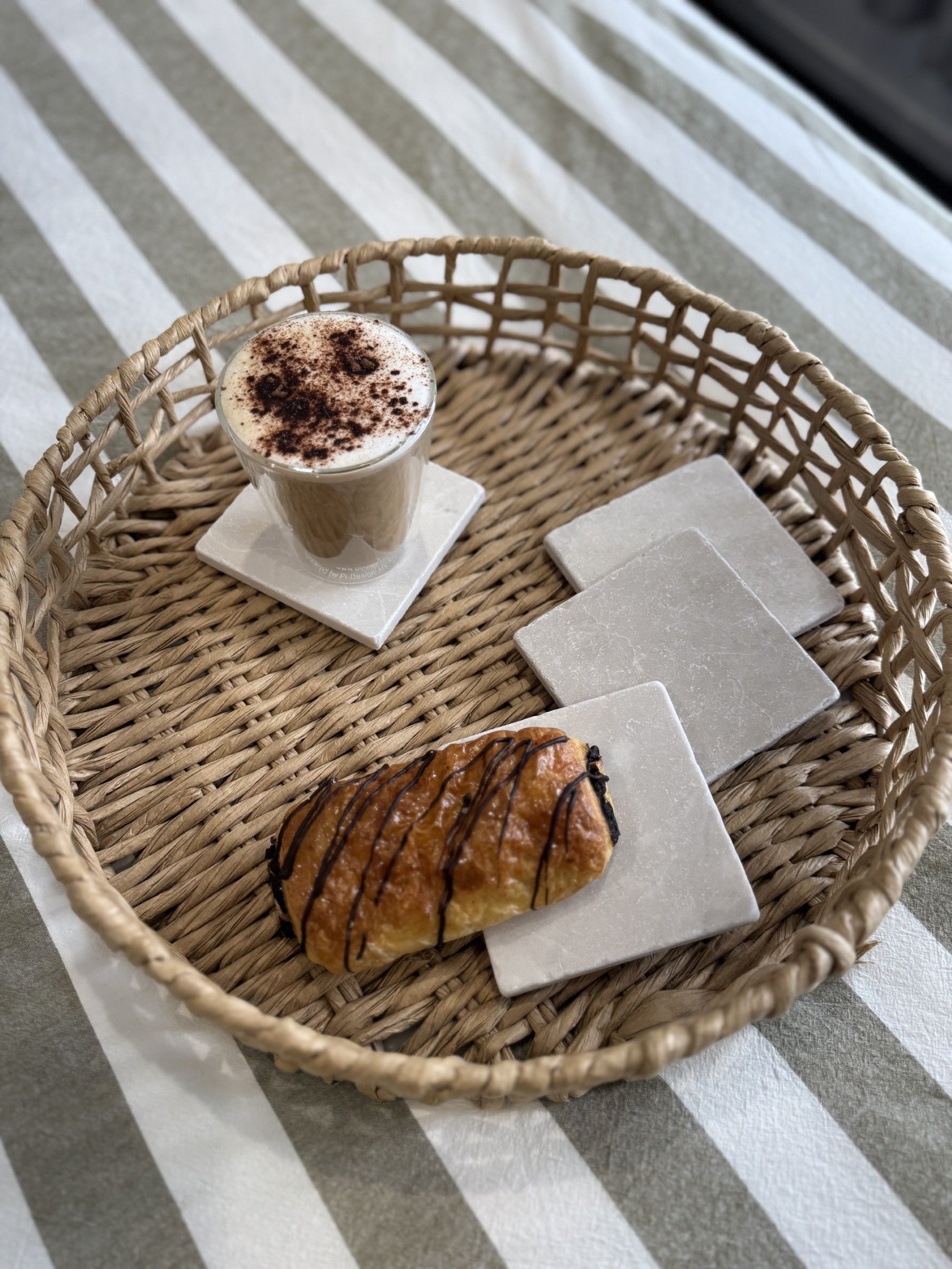Beige square marble coaster wedding favour gift for guests