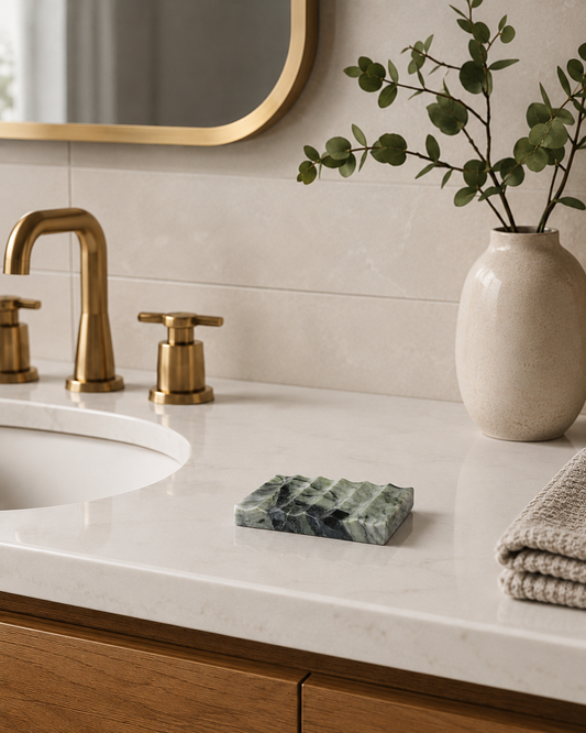 Jade Green Marble Soap Dish - Dalgali Natural Stone Soap Holder (120x80x18mm)
