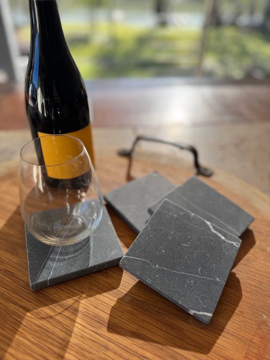 Black square marble coaster wedding favour gift for guests