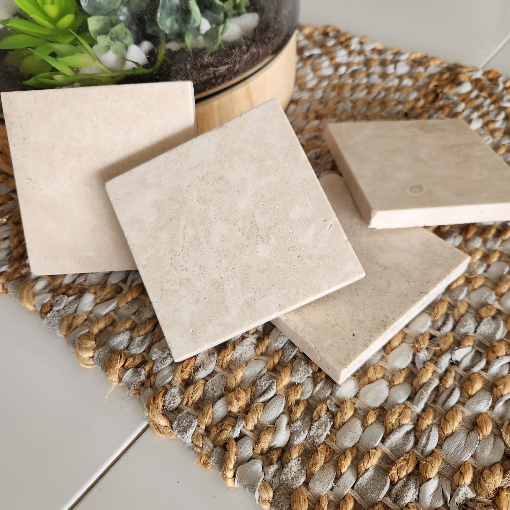 Classic Travertine Honed & Filled Drink Coasters