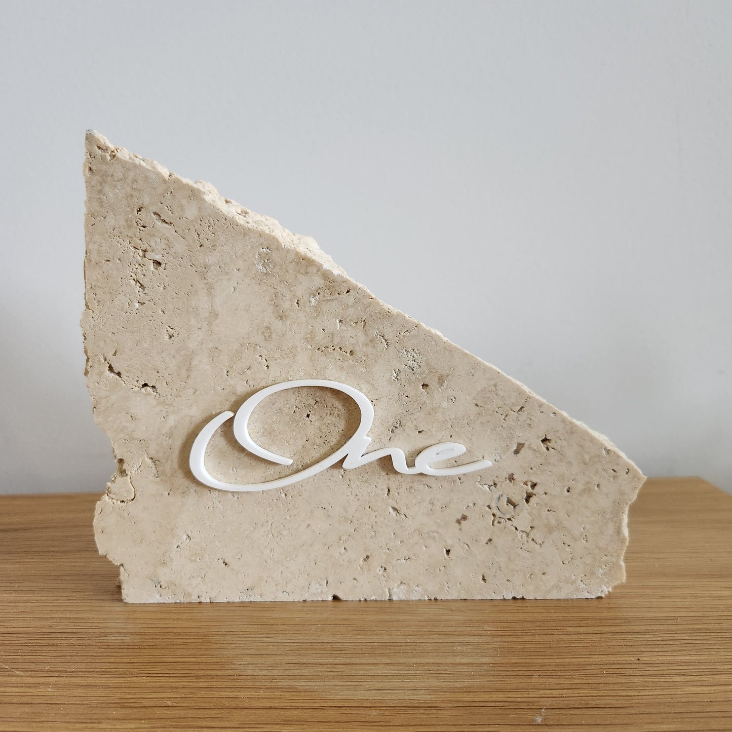 Classic Travertine Stone Table Number - One