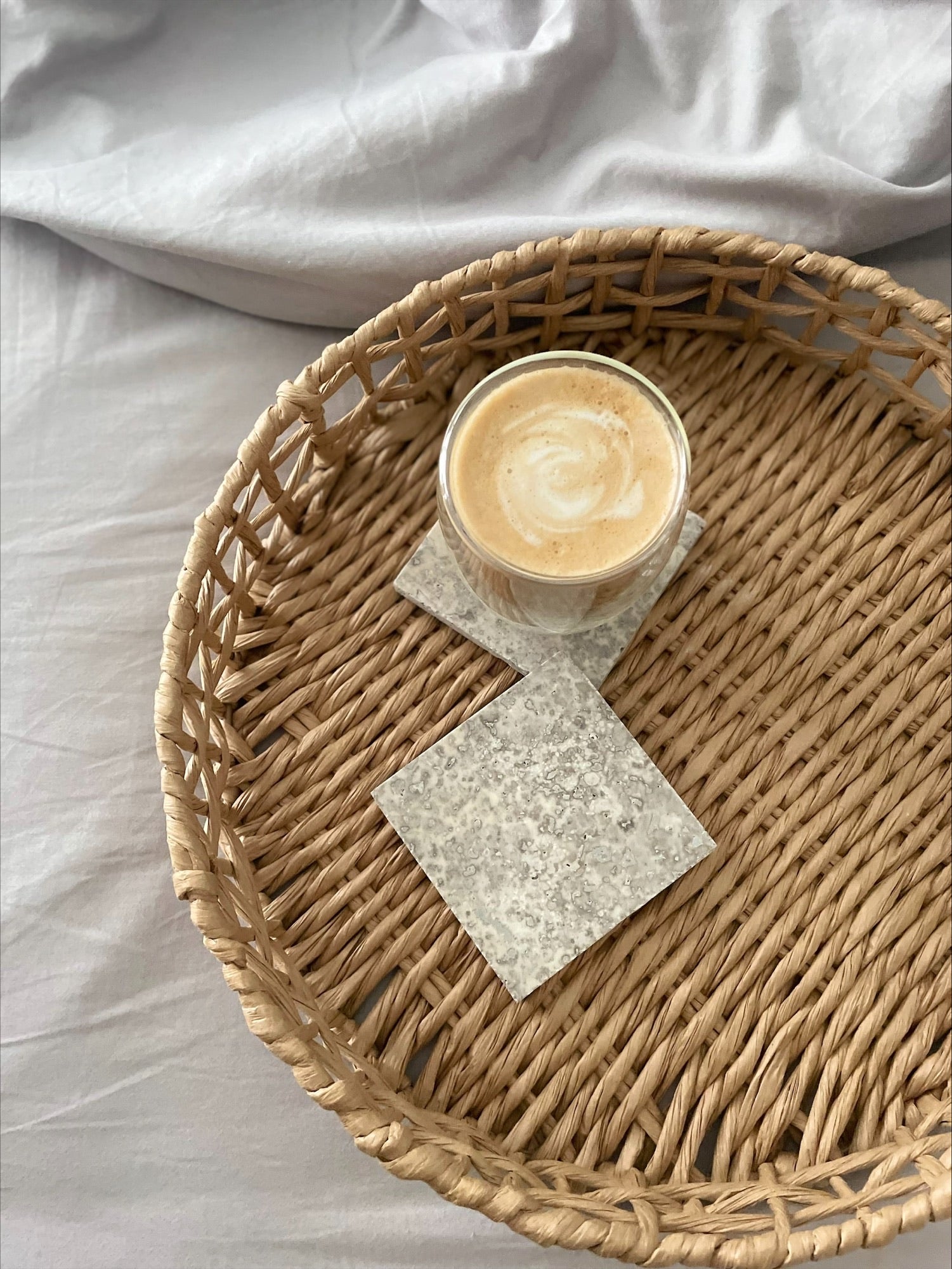 Silver Travertine Honed & Filled Drink Coasters